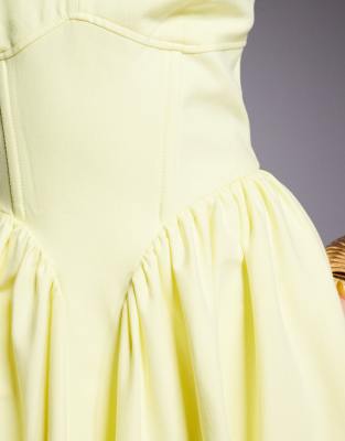 River Island Volume Corset Detail Midi Dress In Green