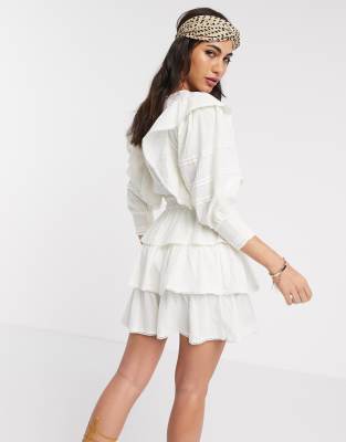 river island white tiered playsuit