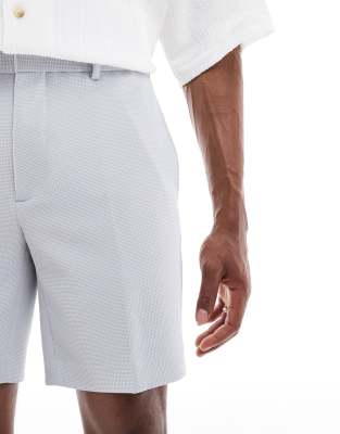 River Island Waffle Texture Shorts In Navy