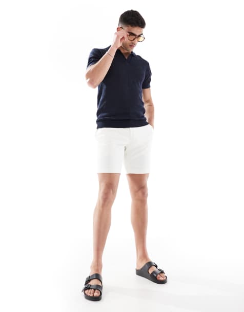 River Island waffle textured shorts in white - view 1