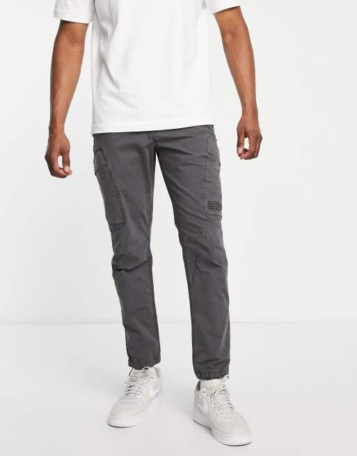 River Island washed cargo trousers in grey | ASOS