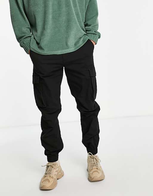 River Island washed cargos in black | ASOS