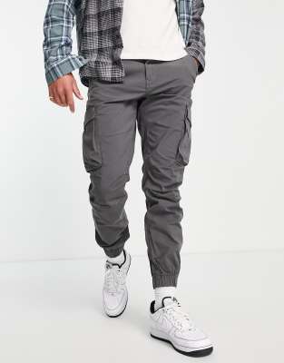 river island washed cargos in grey