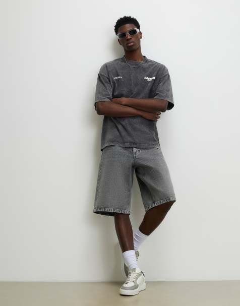 River Island Washed denim jorts in grey - view 1