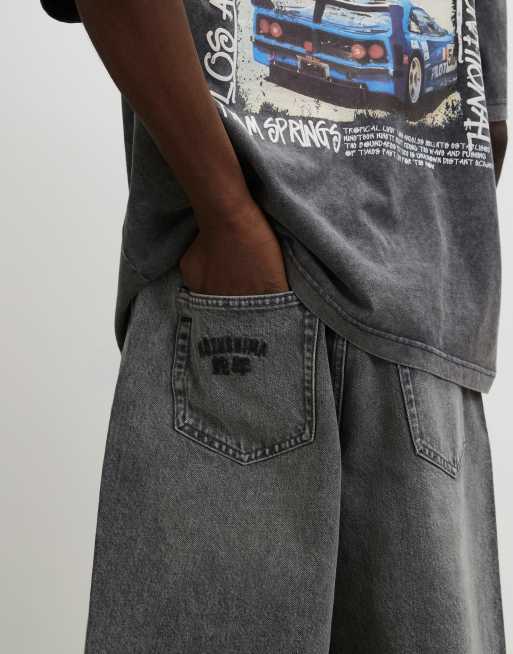 River Island Washed denim jorts in grey, 2 of 4