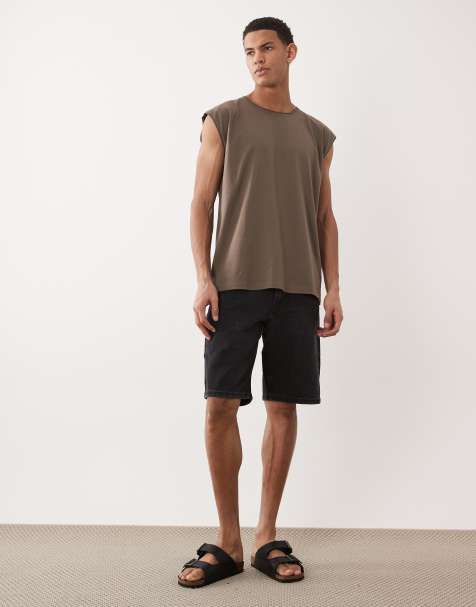 River Island washed denim short in black - view 1
