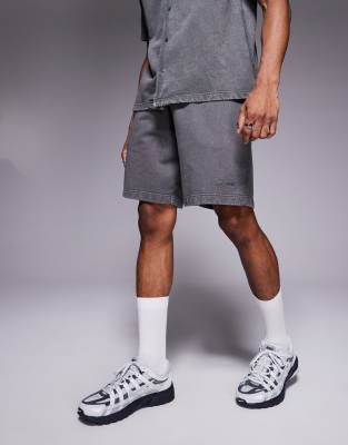 River Island Washed Jersey Shorts In Black