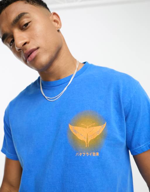 River Island washed print t-shirt in bright blue | ASOS