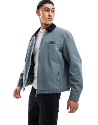 River Island Washed regular fit canvas jacket in green