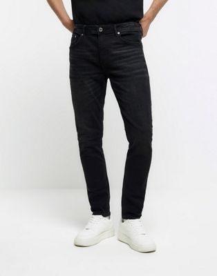 River Island Washed skinny fit jeans in black - ASOS Price Checker