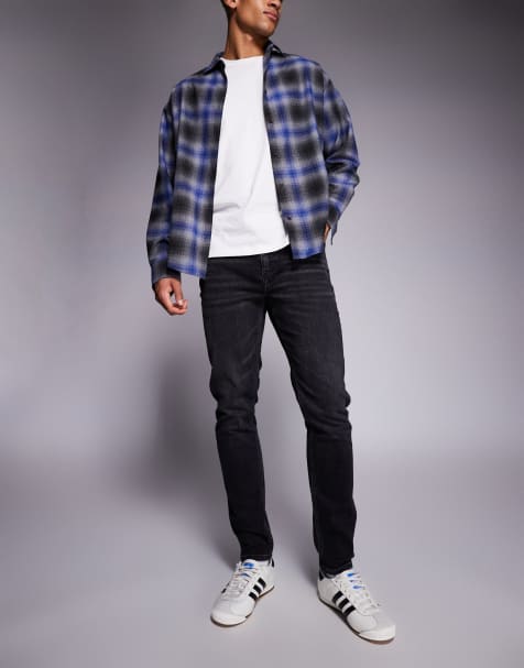 River Island washed slim fit jeans in washed black - view 1