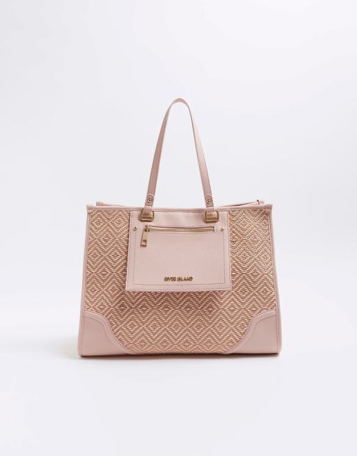  River Island Weave shopper bag in pink - light