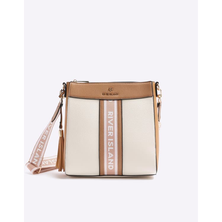 River Island Webbing messenger cross body bag in cream