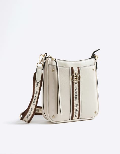 River Island Webbing pocket messenger bag in cream - view 1