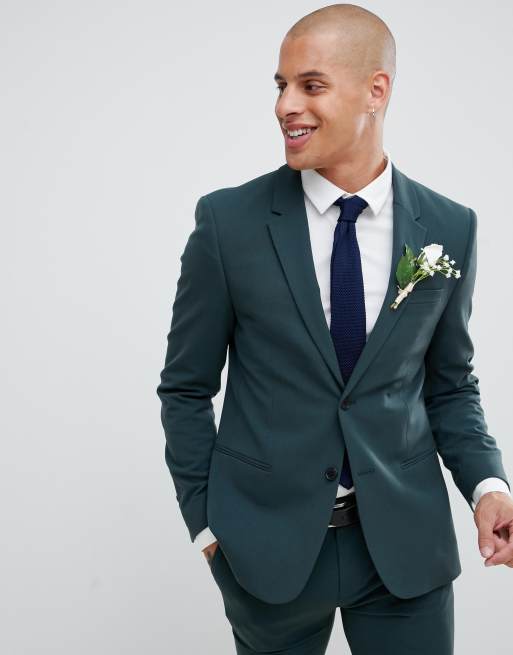 River Island – Ciemnozielony garnitur o bardzo obcisłym kroju, 2 z 3