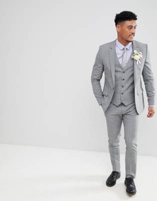 skinny fit check suit