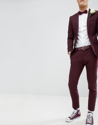 burgundy skinny dress pants