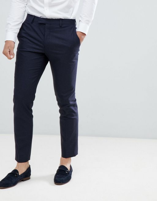 River Island Wedding Skinny Fit Suit Trousers In Blue Check | ASOS
