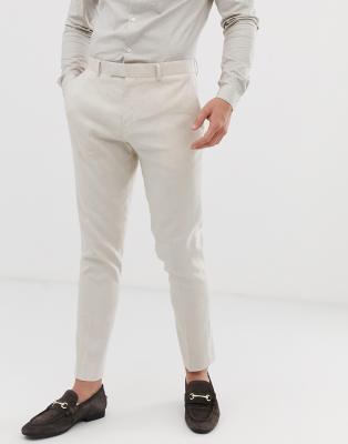 skinny fit linen trousers