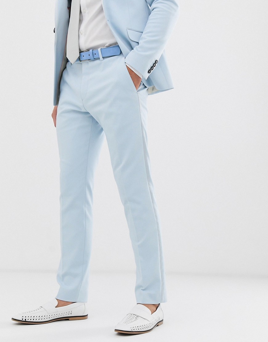 River Island wedding skinny suit trousers in light blue