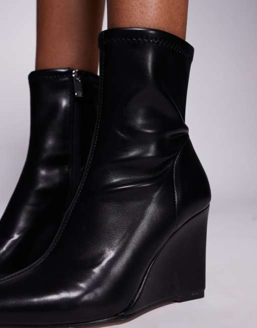 River Island wedge heel boot in black ASOS