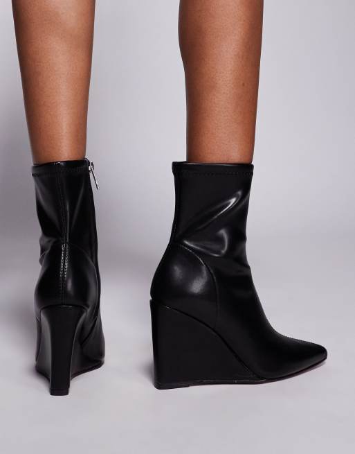 River Island wedge heel boots in black ASOS