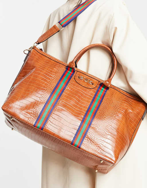 River Island – Weekender in Braun mit Kroko-Optik und Kontrastriemen, 4 von 4