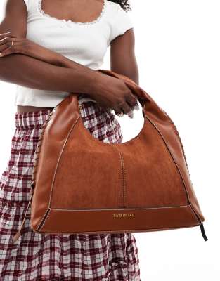 River Island - Weiche Tasche in Braun mit Überwendlingsstich-Brown