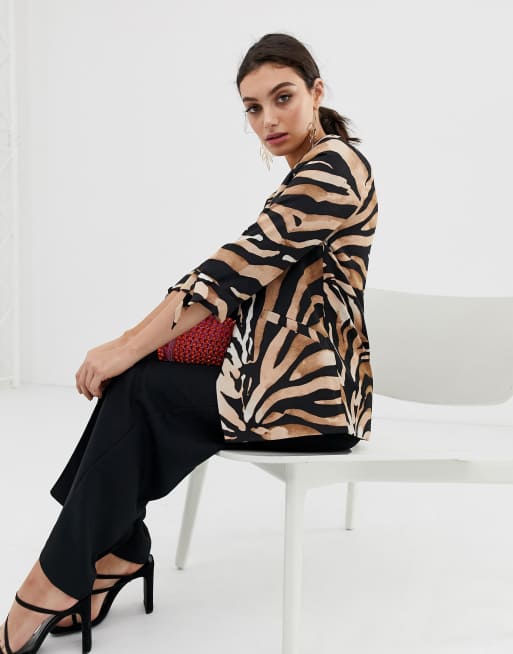 River Island Weicher Blazer mit Tigermuster
