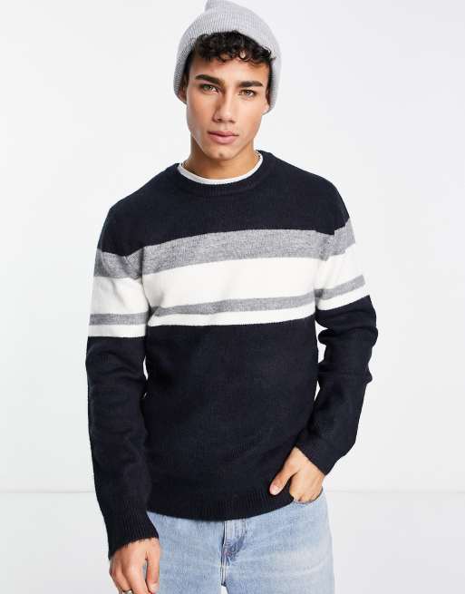 River Island – Weicher Strickpullover in Marineblau