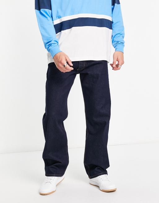River Island – Weit geschnittene Jeans in Dunkelblau
