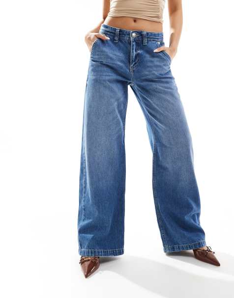 River Island – Weit geschnittene Jeans in verwaschenem Mittelblau - view 1