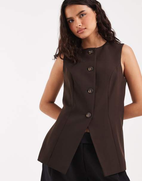 River Island – Weste in Braun mit Taschendetail - view 1