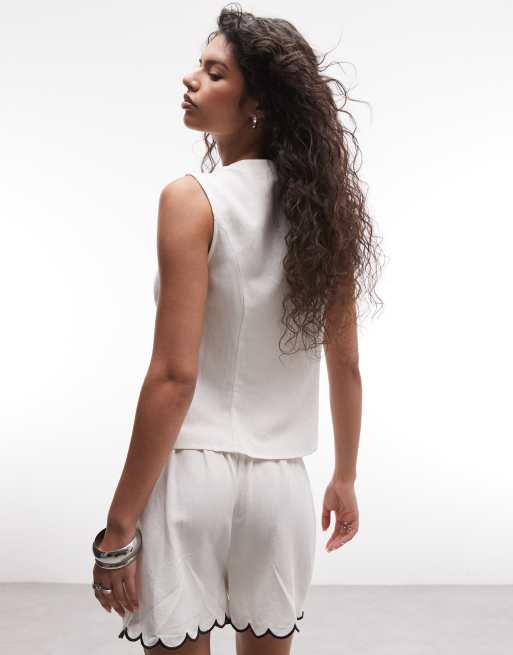 River Island – Weste in Weiß mit Bogenkante, Kombiteil, 3 von 4