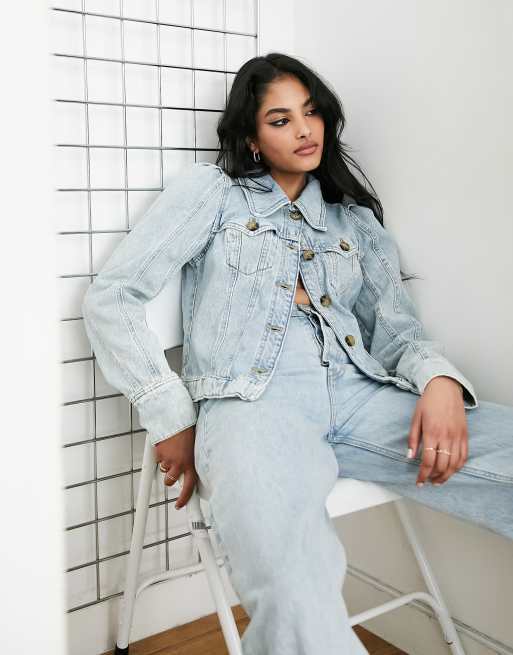 Cropped denim outlet jacket river island