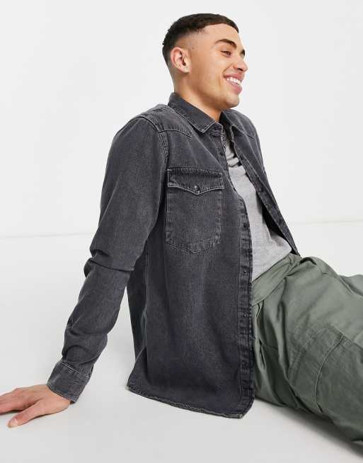 River Island western denim jacket in grey