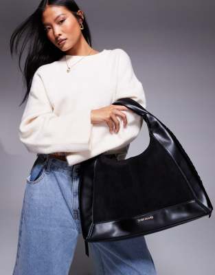 River Island Whipstitch Slouch Bag In Black
