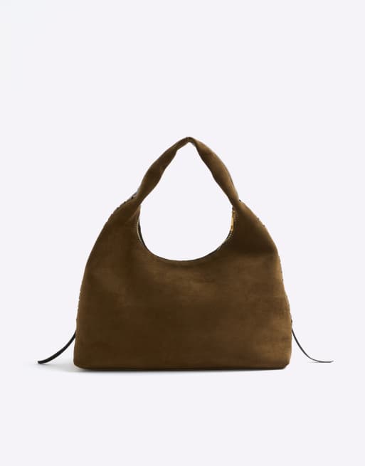 River island khaki slouch bag sale