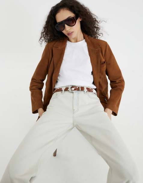 River Island White denim barrel jeans in ecru - view 1
