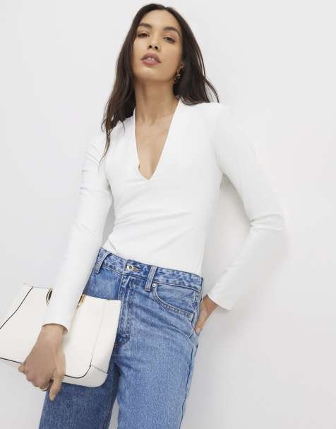 River Island White long sleeve plunge bodysuit multipack in black - view 1