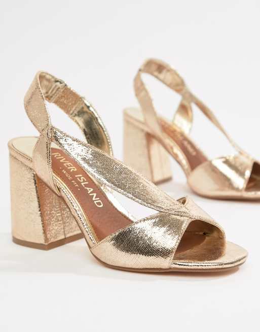 Wide fit sale gold block heels