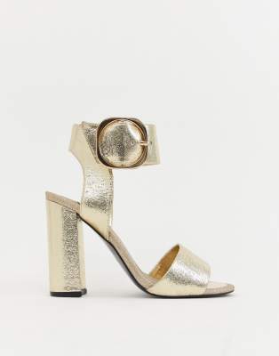 river island gold block heels