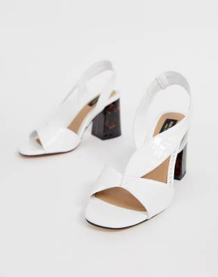 river island white block heels