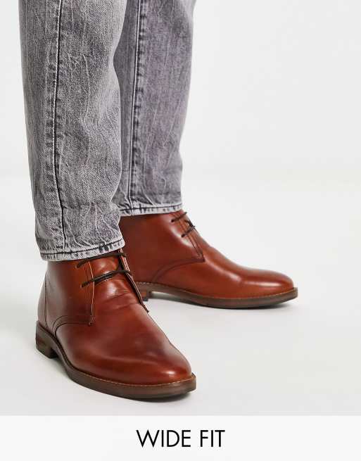 River Island – Wide Fit – Brązowe eleganckie buty ze skóry