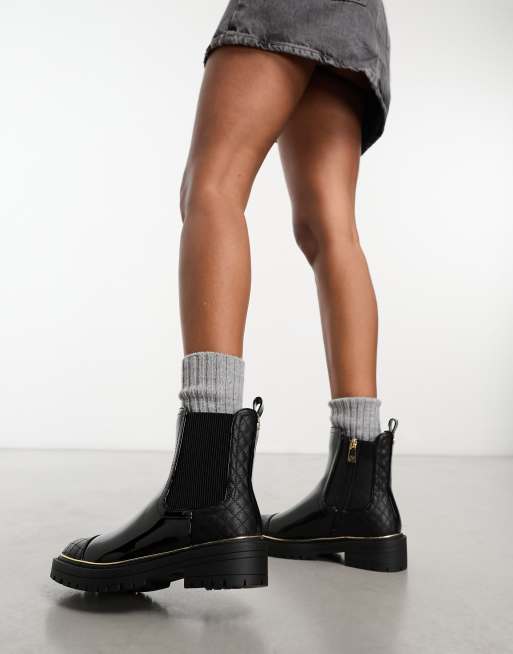 Black croc chunky chelsea ankle boot online