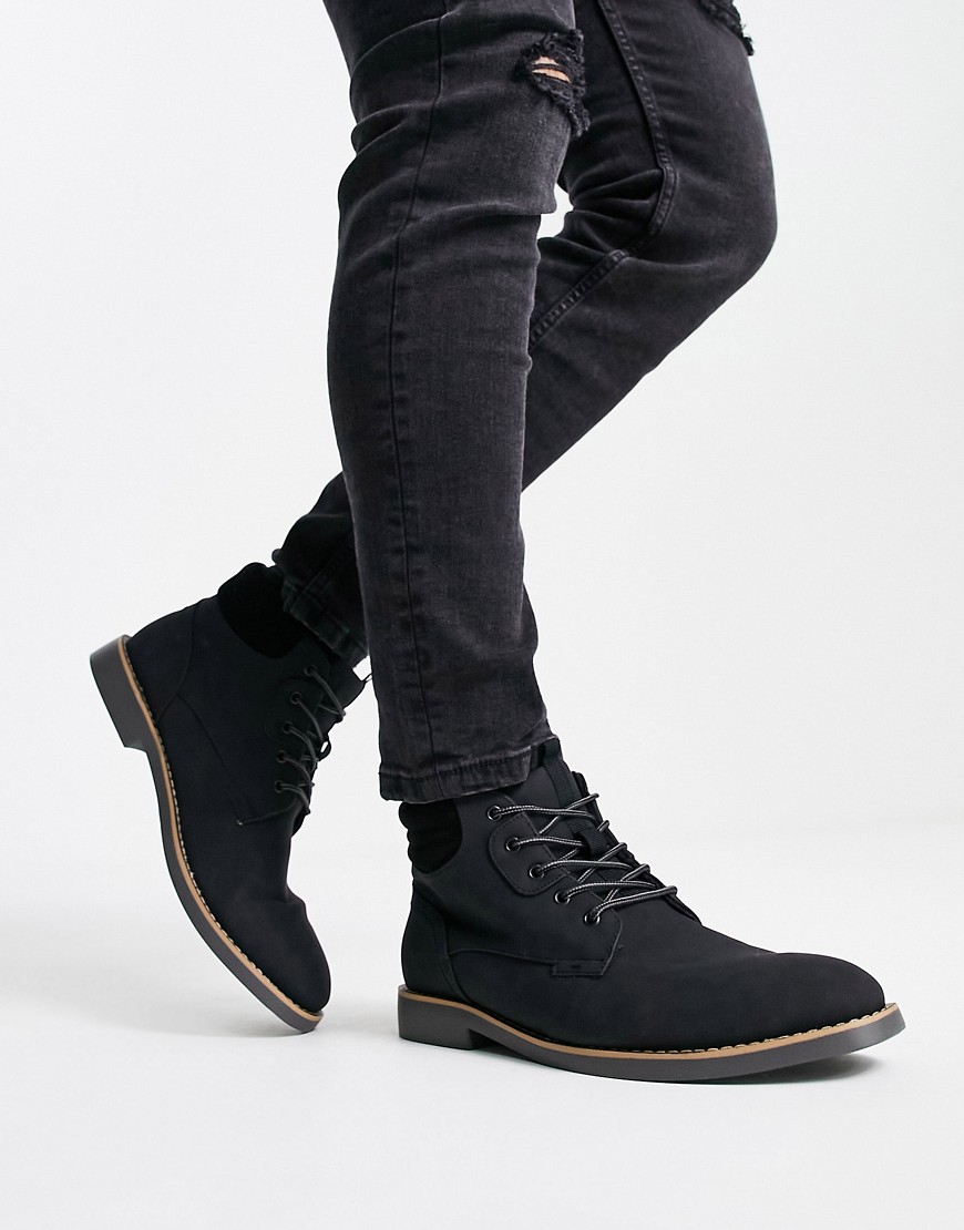 River Island Wide Fit Chukka Boots In Black