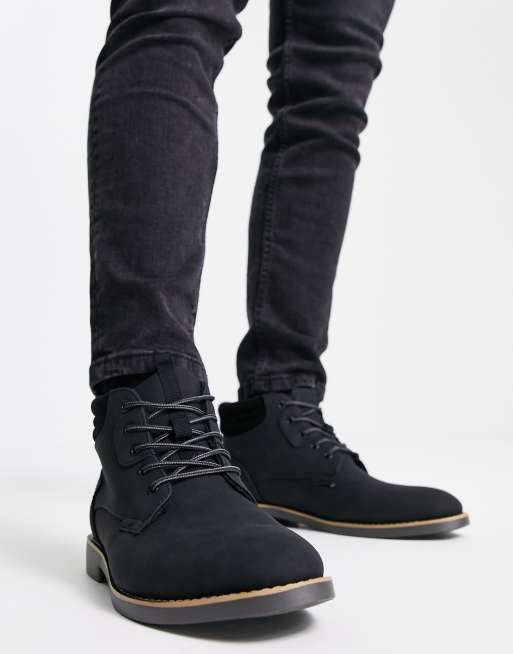 River Island Wide Fit chukka boots in black