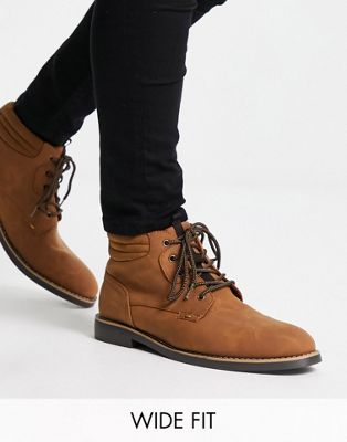 River Island wide fit chukka boots in brown