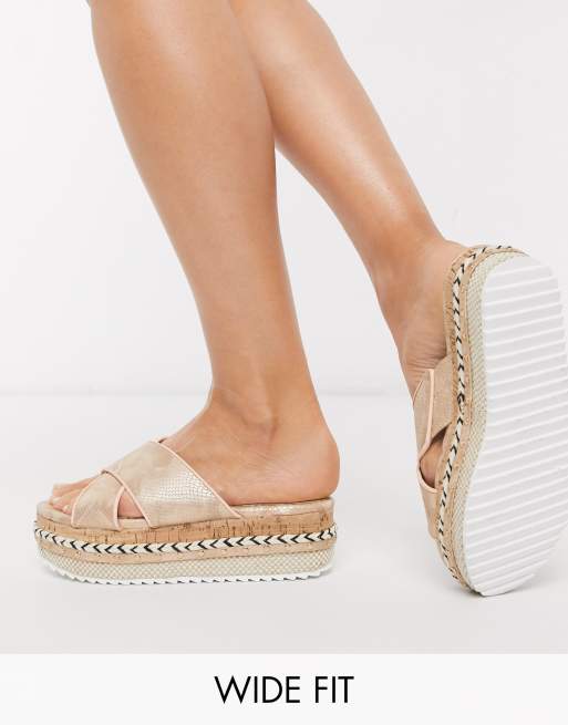 gold flat sandals river island