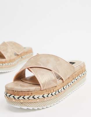 river island rose gold wedges